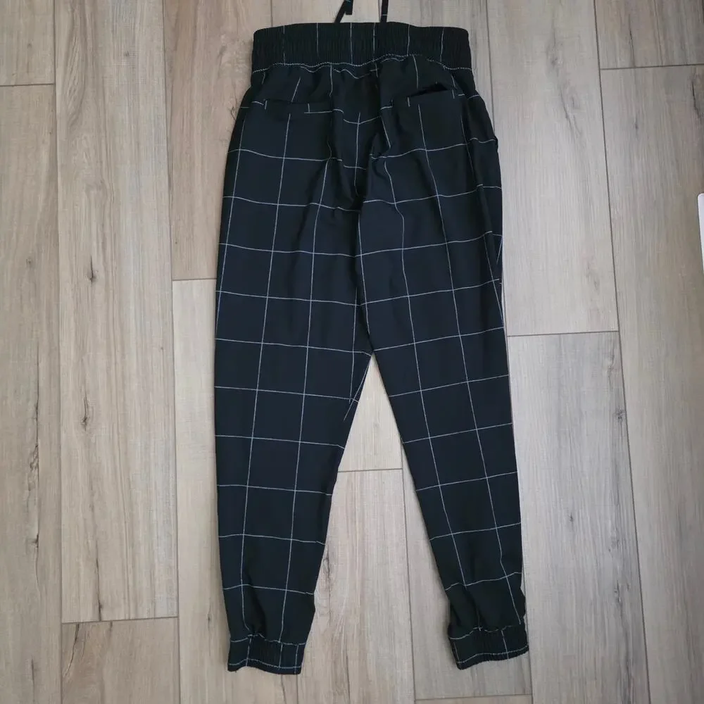 Albion Jetsetter Joggers Windowpane Black White Pants Women Sz M Tall - Picture 13 of 16